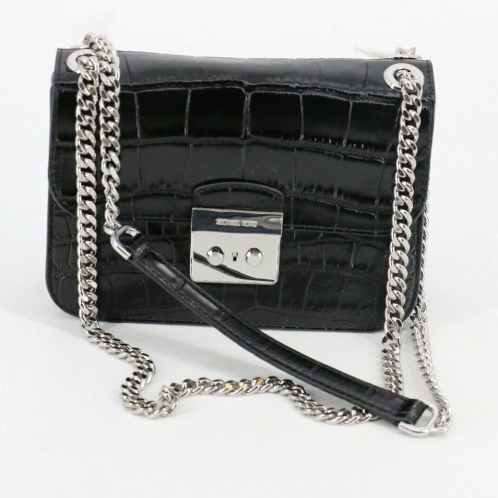 Michael Kors Sloan Editor Medium Chain Shoulder Bag, Cross-Body $398 Black #059